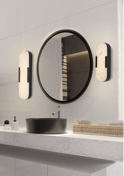 Searchlight 11138BK Nástěnné LED svítidlo OPALINE MARBLE IP44, ČERNÉ 35cm