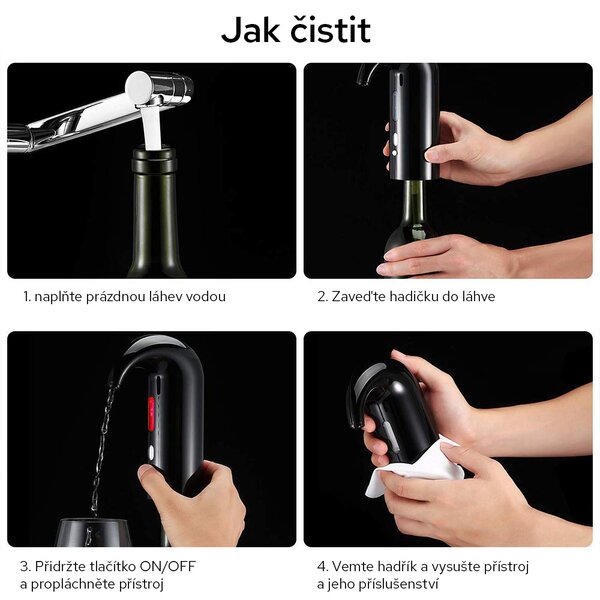 Elektrický aerator provzdušňovač vína AERO