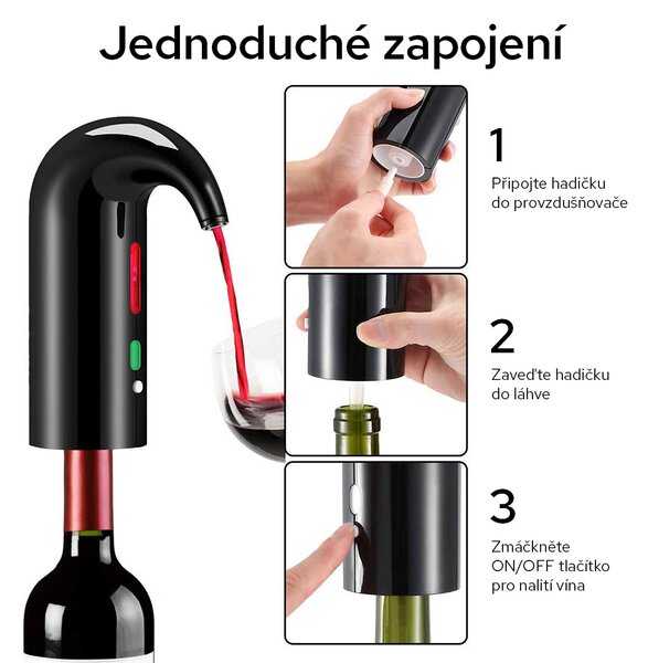 Elektrický aerator provzdušňovač vína AERO