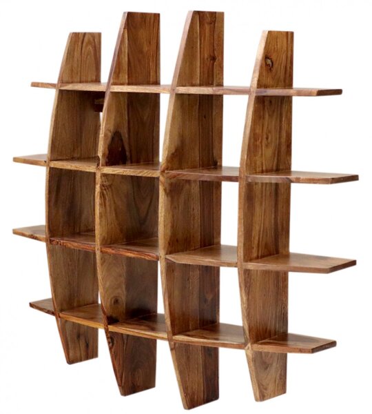 Police na zeď Kali 100x100x25 z indického masivu palisandr