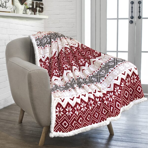 Vánoční červeno-bílá beránková deka z mikroplyše MERRY HUG Rozměr: 160 x 200 cm