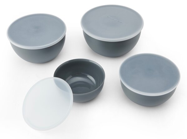 Kuchyňské misky KitchenAid s víkem, šedé, set 4 ks KQG176OSCGG