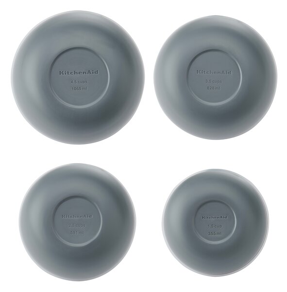 Kuchyňské misky KitchenAid s víkem, šedé, set 4 ks KQG176OSCGG