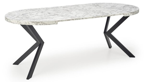 HALMAR Rozkládací jídelní stůl PERONI 100/250 cm bílý mramor/černá