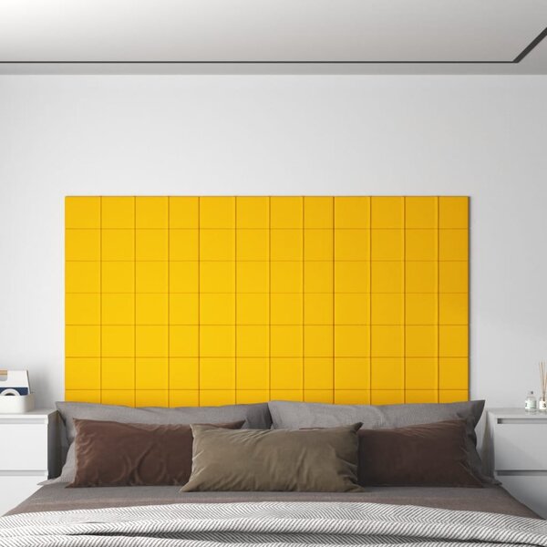Nástěnné panely 12 ks žluté 60 x 15 cm samet 1,08 m²