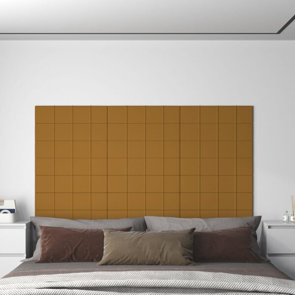 Nástěnné panely 12 ks hnědé 60 x 15 cm samet 1,08 m²