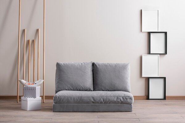 Hanah Home 2-místná víceúčelová pohovka Taida 120 cm šedá