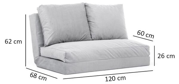 Hanah Home 2-místná víceúčelová pohovka Taida 120 cm šedá