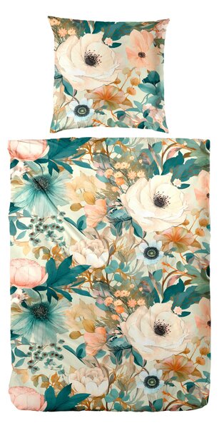 POVLEČENÍ, makosatén, tmavě zelená, tmavě žlutá, jadeitově zelená, meruňková, 135/200 cm - Online Only povlečení, Online Only