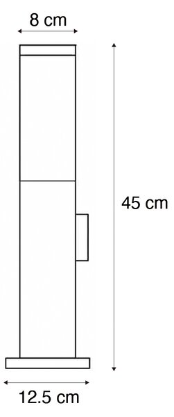 Moderní venkovní lampa 45 cm ocel s objímkou IP44 - Malios