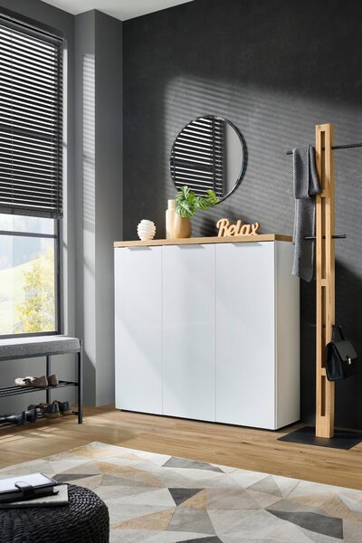 BOTNÍK, bílá, barvy dubu, 120/115/34 cm Xora - Botníky