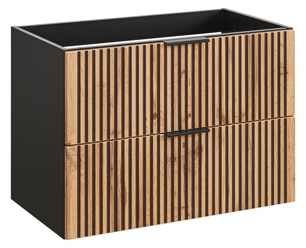 Comad Xilo skříňka 80x46x57 cm pod umyvadlo závěsná černá-dub XILO BLACK WOTAN 82-80-D-2S