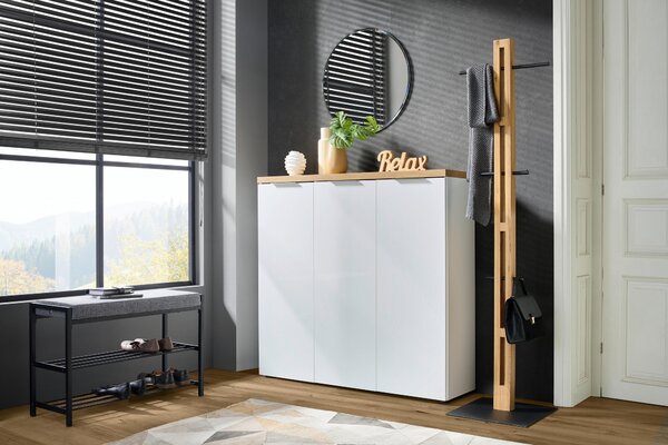 BOTNÍK, bílá, barvy dubu, 120/115/34 cm Xora - Botníky