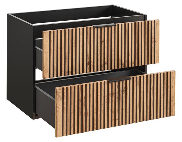 Comad Xilo skříňka 80x46x57 cm pod umyvadlo závěsná černá-dub XILO BLACK WOTAN 82-80-D-2S