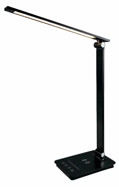 Stolní LED lampa s bezdrátovým nabíjením, stmívatelná, černá
