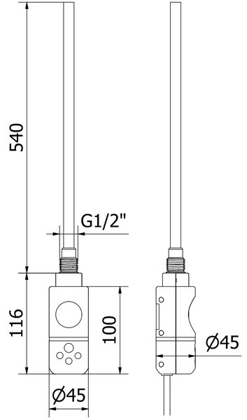 Mexen Helios, elektrické topné těleso 800 x 500 mm, 600 W, černá, W103-0800-500-2600-70