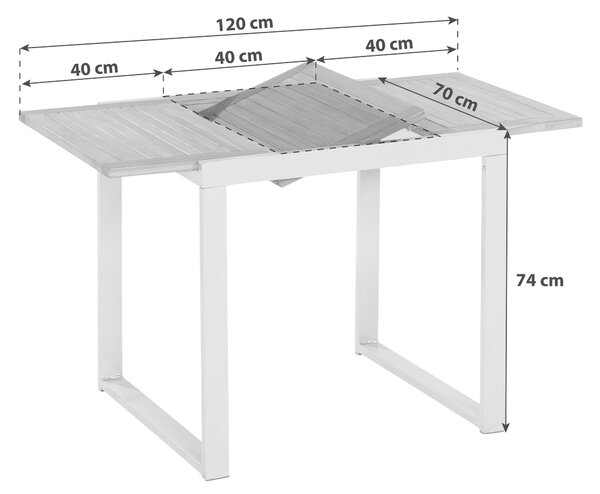 ZAHRADNÍ STŮL, dřevo, kov, 80-120/74/70 cm Gardenson - Online Only zahradní nábytek, Online Only