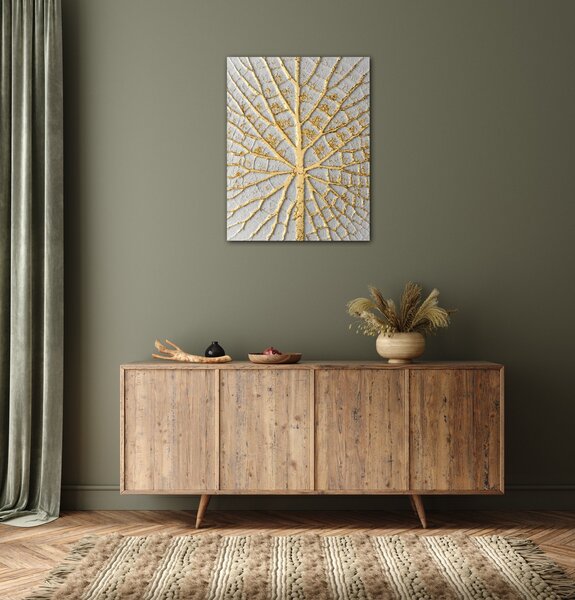 Impresi Obraz Zlatý list na bílém pozadí - 70 x 90 cm