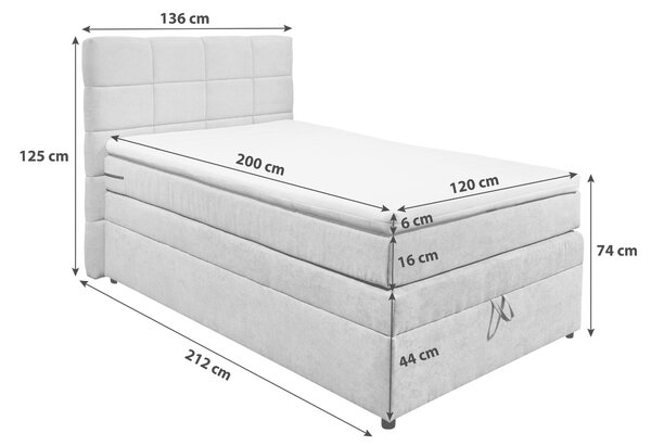 POSTEL BOXSPRING, 120/200 cm, antracitová MID.YOU - Postele s úložným prostorem, Online Only