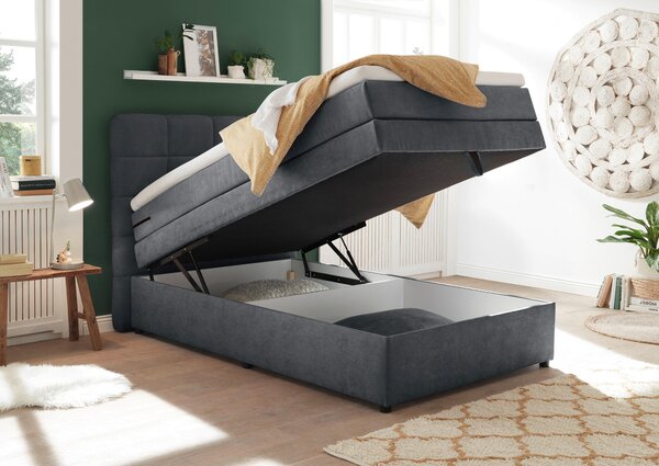 POSTEL BOXSPRING, 120/200 cm, antracitová MID.YOU - Postele s úložným prostorem, Online Only