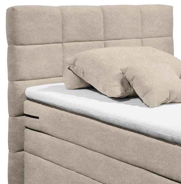 POSTEL BOXSPRING, 120/200 cm, pískové barvy MID.YOU - Postele s úložným prostorem, Online Only