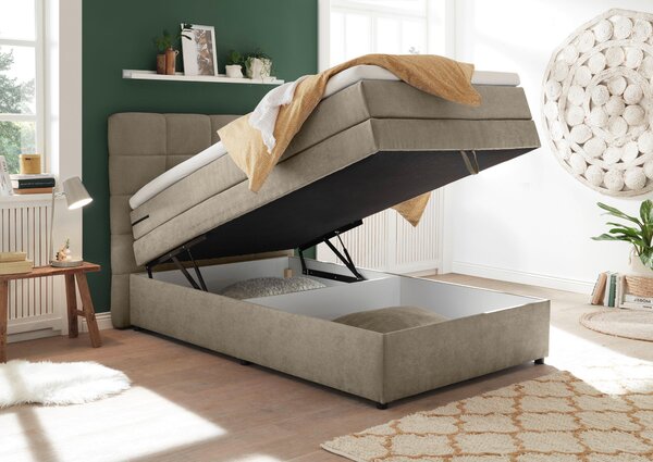 POSTEL BOXSPRING, 120/200 cm, pískové barvy MID.YOU - Postele s úložným prostorem, Online Only