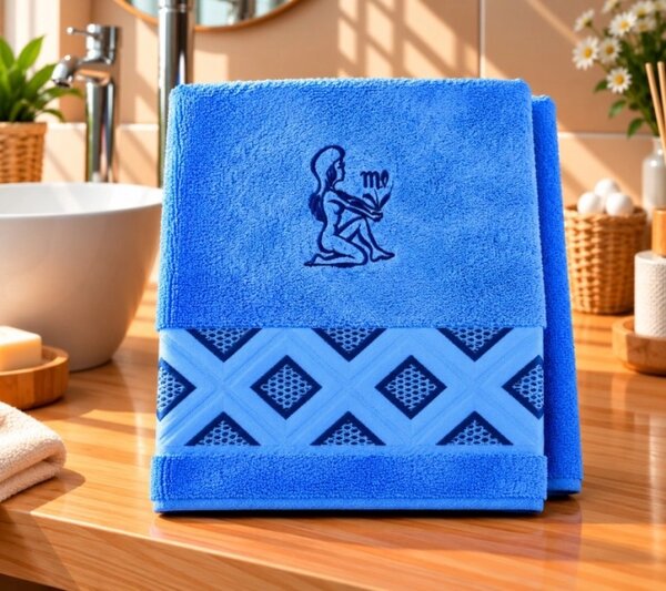 Bellatex Froté ručník diamant se znamením PANNA 50x100 cm Panna Modrá