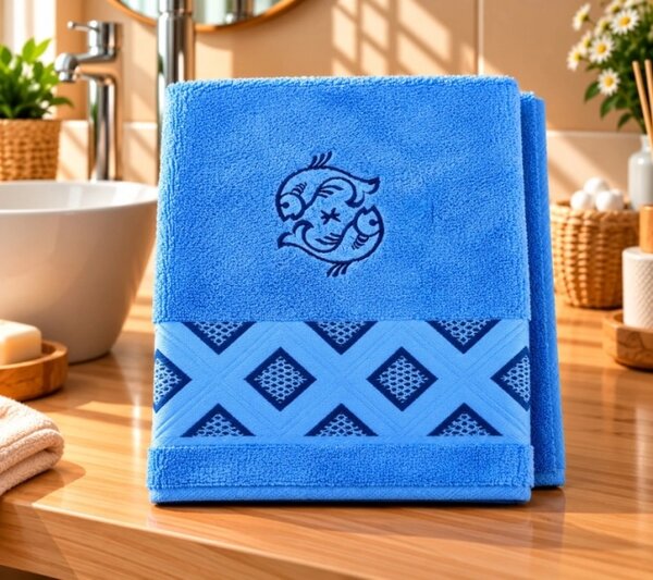Bellatex Froté ručník diamant se znamením RYBY 50x100 cm Ryby Modrá