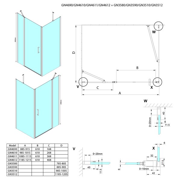 Gelco Gelco, LORO obdélníková sprchová zástěna 1000x800 mm, GN4610-03