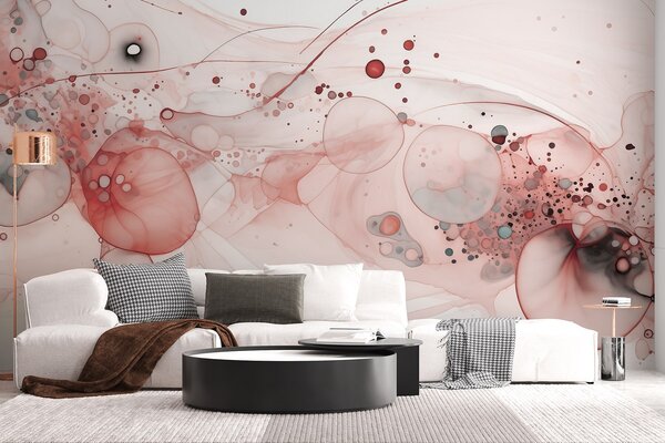 Fototapety Abstraktní inkoustové umění, tekutý styl, růžová barevná paleta , Fototapety akvarel, w02744v1 : uwalls.cz