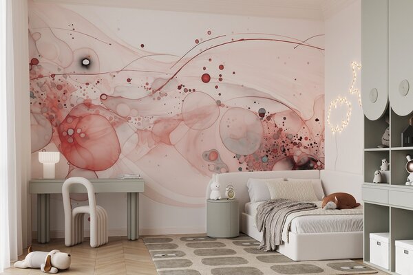 Fototapety Abstraktní inkoustové umění, tekutý styl, růžová barevná paleta , Fototapety akvarel, w02744v1 : uwalls.cz
