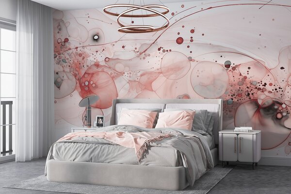 Fototapety Abstraktní inkoustové umění, tekutý styl, růžová barevná paleta , Fototapety akvarel, w02744v1 : uwalls.cz