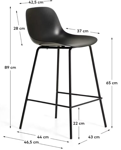 Kave Home Černá plastová barová židle Altea 65 cm