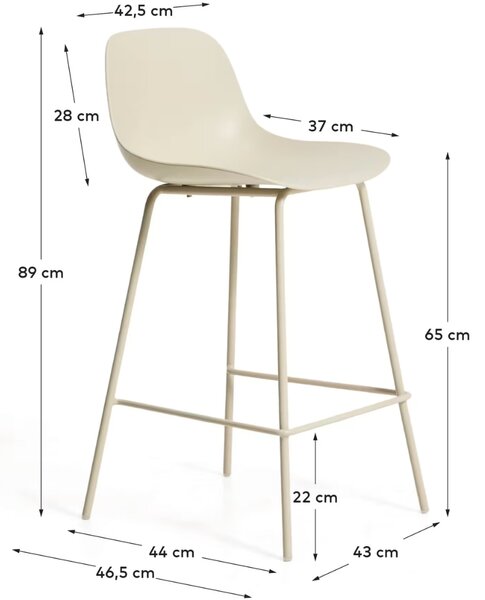 Kave Home Béžová plastová barová židle Altea 65 cm