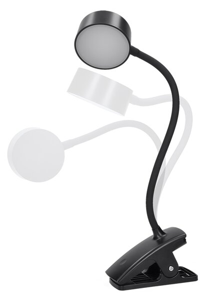 Solight LED stolní nabíjecí lampička, 2W, 210lm, 3CCT, černá, clip WO3001-B