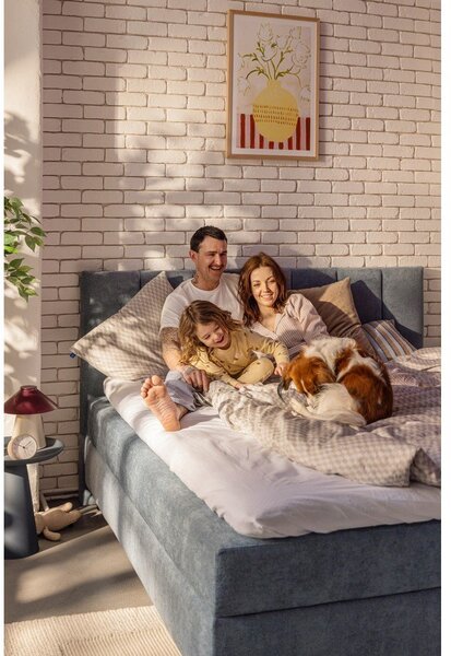 Modrá boxspring postel s úložným prostorem 160x200 cm Elva Bold Line – Bonami Selection