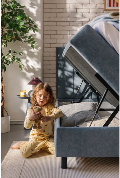 Modrá boxspring postel s úložným prostorem 160x200 cm Elva Bold Line – Bonami Selection