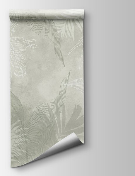 Fototapeta Bílý a šedý květinový vzor, Fototapety s palmovými listy, Populární fototapety, w02737v2 - Tapeko.co.cz