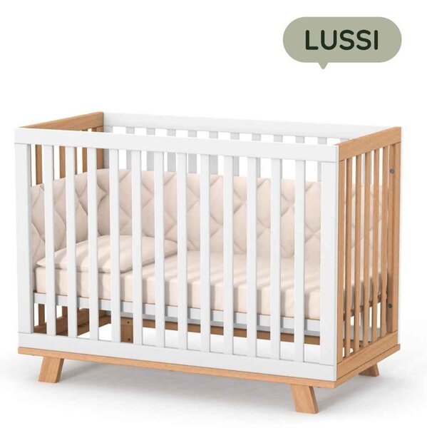 Dětská postýlka 120x60. Přístavná. Bílá / Přírodní Buk Lussi Gekko Kids