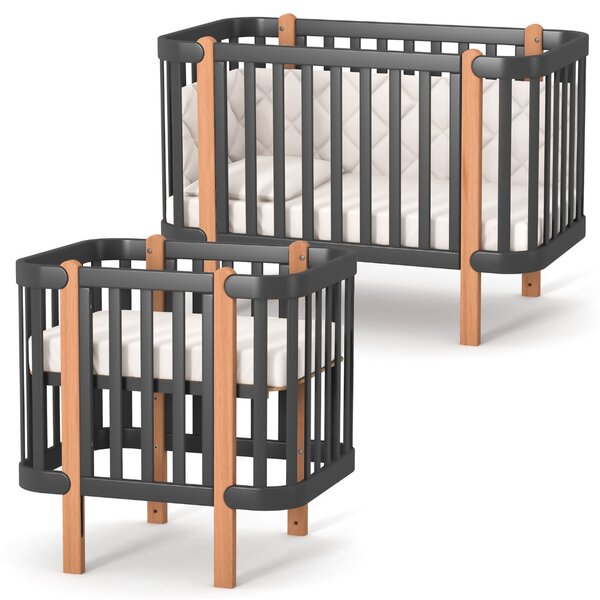 Gekko Kids Zukko rostoucí postýlka 80x60 tmavě šedá/přírodní buk