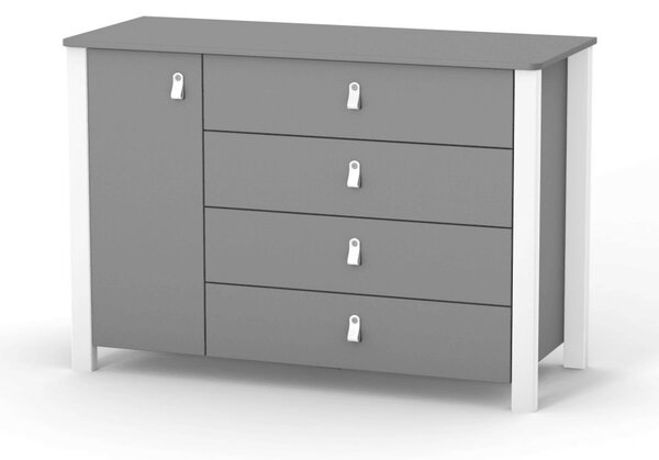Gekko Kids Zukko komoda se 4 zásuvkami 120x50x85 grafitová/bílá