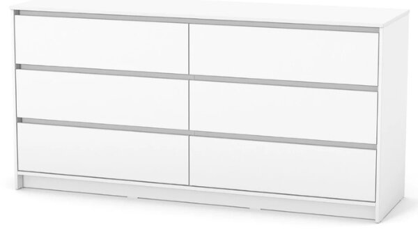 Komoda se 6 zásuvkami Lovitto Gekko. 175×51×87 cm. Bílá