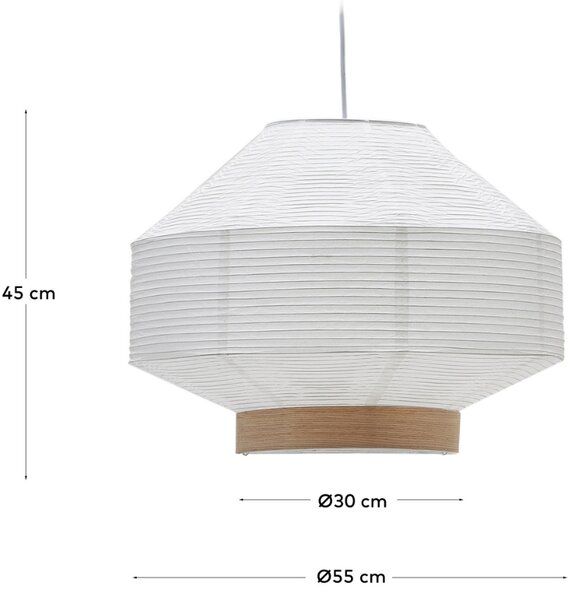 Bílé papírové stínidlo Kave Home Hila 55 cm
