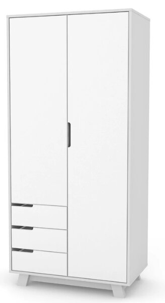 Dvoudveřová šatní skříň Lussi Gekko. 85х47х183cm. Bílá / Šedá