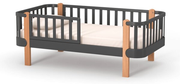 Dětská postel Zukko Gekko 160x80. Tmavě šedá / Přírodní buk