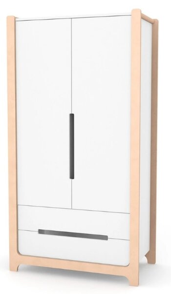 Dvoudveřová šatní skříň Markito Gekko. 95х53х180cm. Bílá / Přírodní Buk