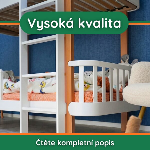 Dětská postel Lussi Gekko 160x80. Bílá / Přírodní buk