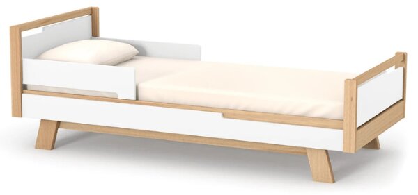 Jednolůžková postel Lussi Gekko 190x80. Bílá / Přírodní buk