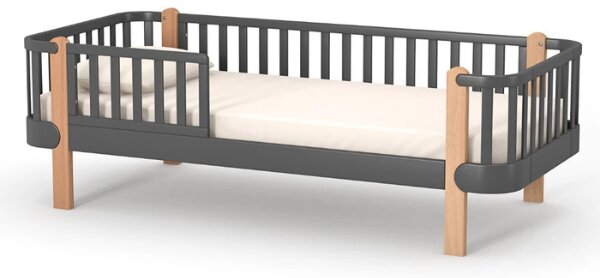 Jednolůžková postel Zukko Gekko 190x80. Tmavě šedá / Přírodní buk