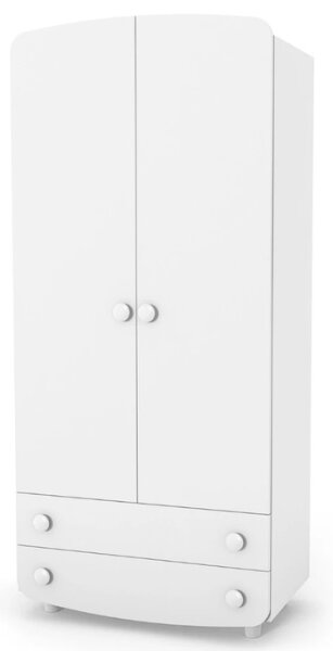 Dvoudveřová šatní skříň Tusso Gekko. 85х49х187cm. Bílá